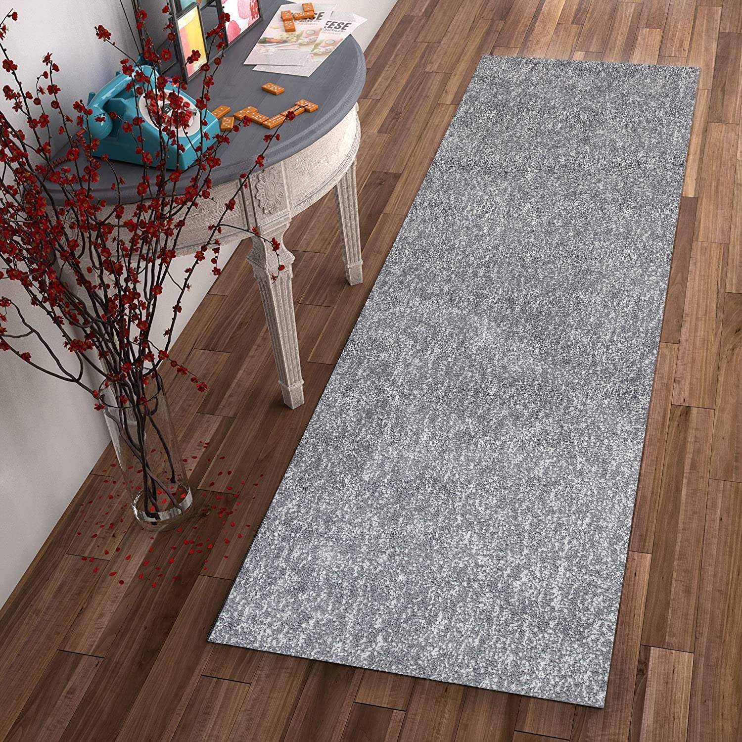 8' Grey Heather Plain Runner Rug - Homeroots - Flyclothing LLC
