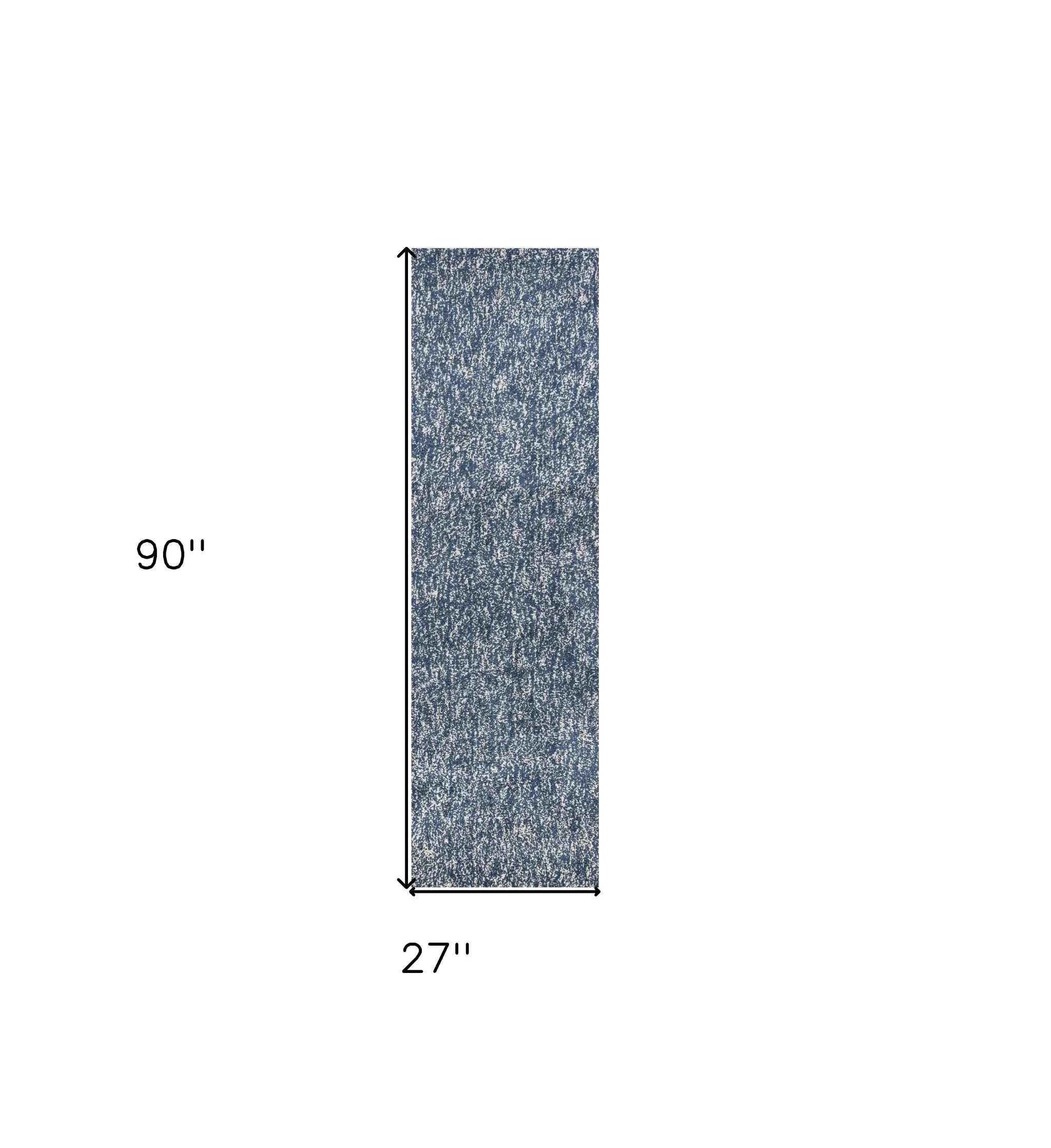 8' Indigo Or Ivory Heather Plain Runner Rug - Homeroots - Flyclothing LLC
