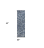 8' Indigo Or Ivory Heather Plain Runner Rug - Homeroots - Flyclothing LLC