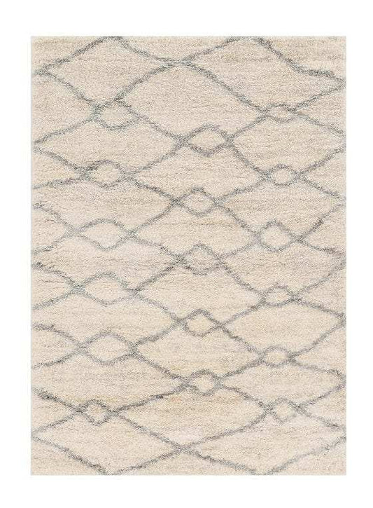 4' X 6' Ivory Grey Machine Woven Chain Link Indoor Area Rug - Homeroots - Flyclothing LLC