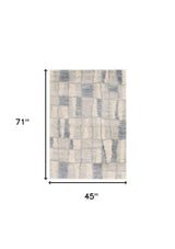 4' X 6' Ivory Blue Machine Woven Abstract Blocks Indoor Area Rug - Homeroots - Flyclothing LLC