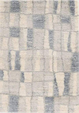 4' X 6' Ivory Blue Machine Woven Abstract Blocks Indoor Area Rug - Homeroots - Flyclothing LLC