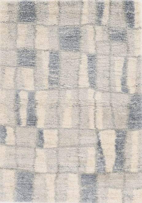 4' X 6' Ivory Blue Machine Woven Abstract Blocks Indoor Area Rug - Homeroots - Flyclothing LLC
