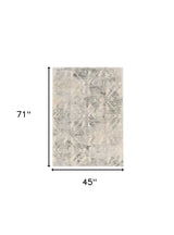 4' X 6' Gray and Ivory Damask Area Rug - Homeroots - Flyclothing LLC