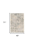 4' X 6' Gray and Ivory Damask Area Rug - Homeroots