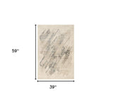 3' X 5' Gray and Ivory Abstract Worn Faded Area Rug - Homeroots - Flyclothing LLC