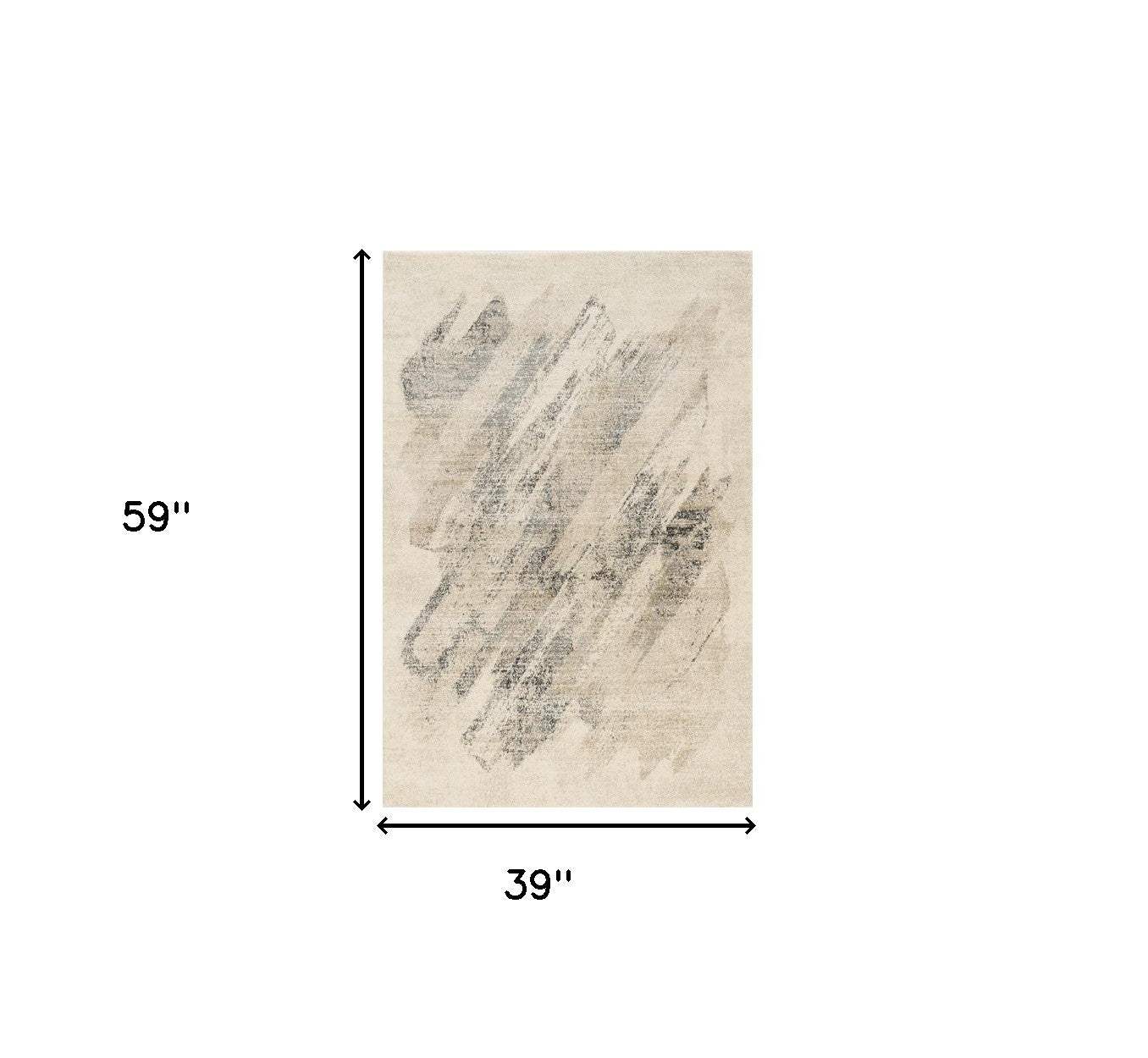 3' X 5' Gray and Ivory Abstract Worn Faded Area Rug - Homeroots - Flyclothing LLC
