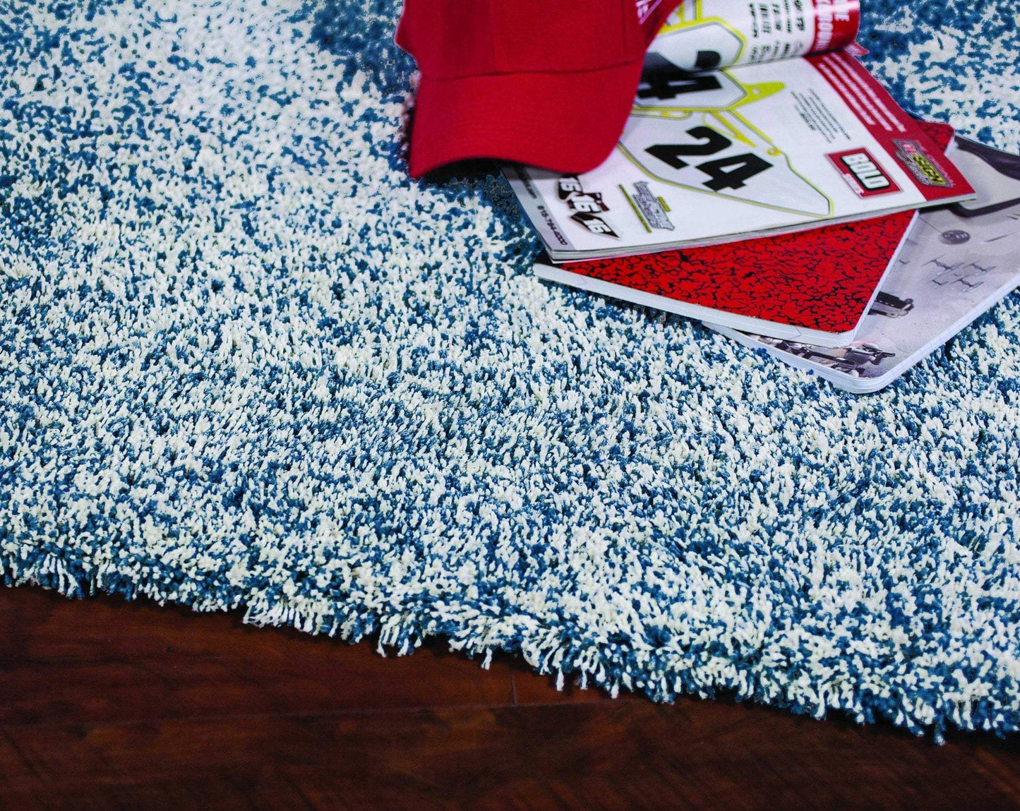 3' X 5' Indigo Ivory Heather Indoor Shag Rug - Homeroots - Flyclothing LLC