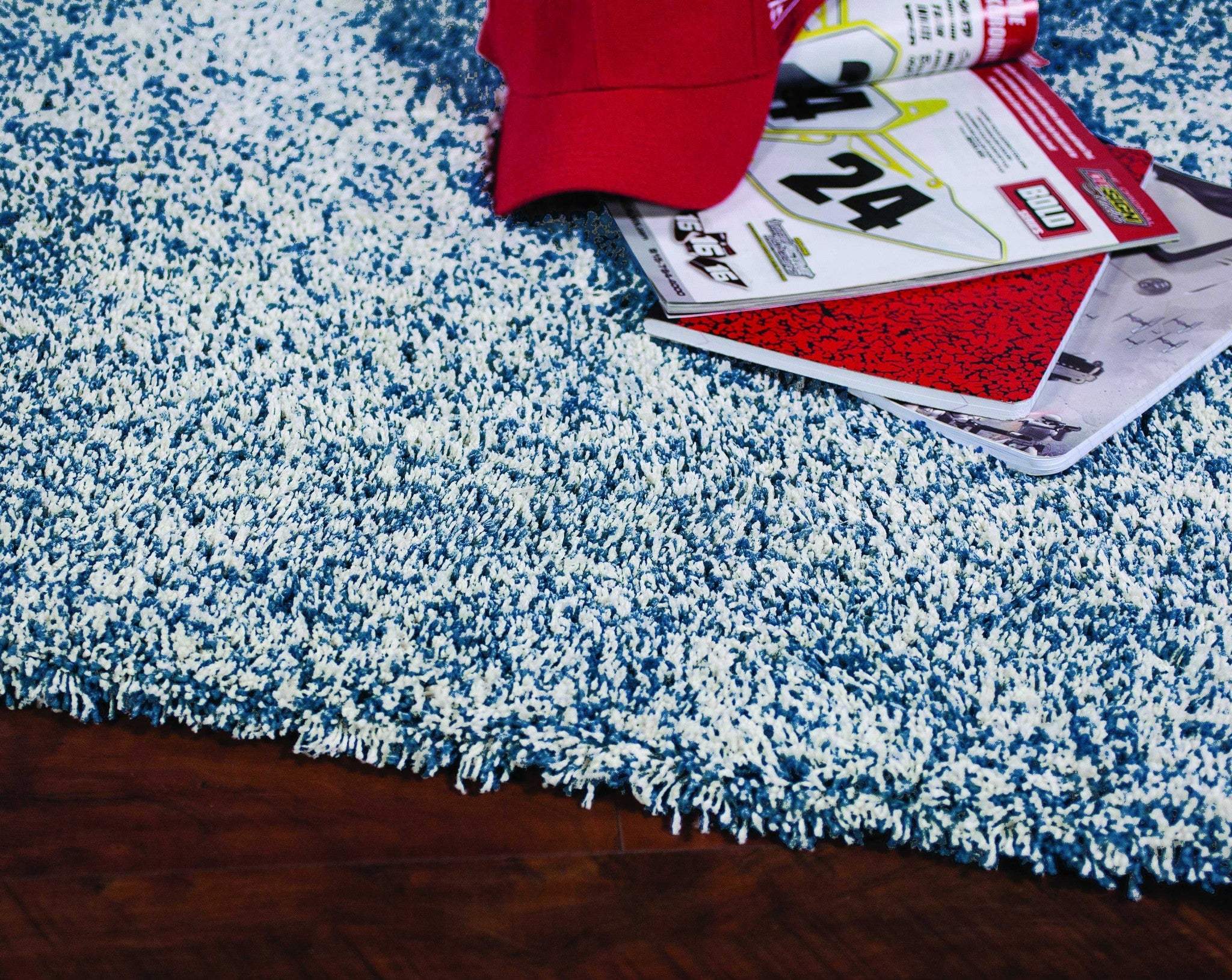 3' X 5' Indigo Ivory Heather Indoor Shag Rug - Homeroots - Flyclothing LLC