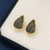 18K Gold-Plated Zircon Teardrop Earring - Trendsi - Flyclothing LLC