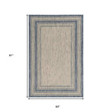 5' X 8' Grey Or Denim Bordered Uv Treated Area Rug - Homeroots - Flyclothing LLC