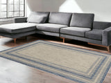 5' X 8'  Grey Or  Denim Bordered Uv Treated Area Rug - Homeroots
