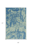5' X 8' Blue and Green Abstract Indoor Outdoor Area Rug - Homeroots