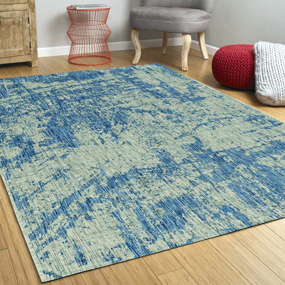 5' X 8' Blue and Green Abstract Indoor Outdoor Area Rug - Homeroots - Flyclothing LLC
