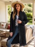 Fringe Open Front Long Sleeve Cardigan - Trendsi