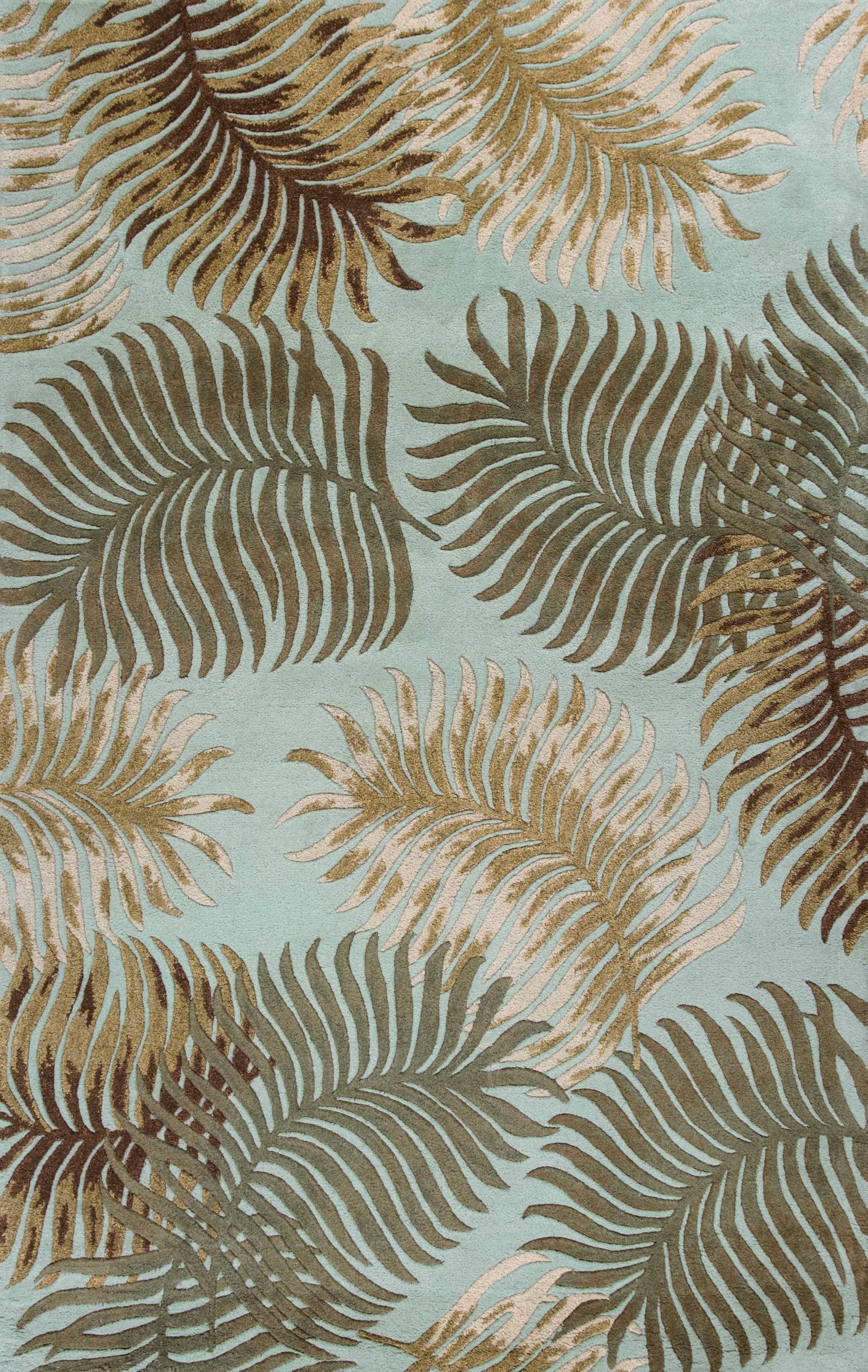 3' X 4' Aqua Blue Hand Tufted Tropical Leaves Indoor Area Rug - Homeroots - Flyclothing LLC