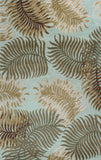 3' X 4' Aqua Blue Hand Tufted Tropical Leaves Indoor Area Rug - Homeroots