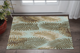 3' X 4' Aqua Blue Hand Tufted Tropical Leaves Indoor Area Rug - Homeroots