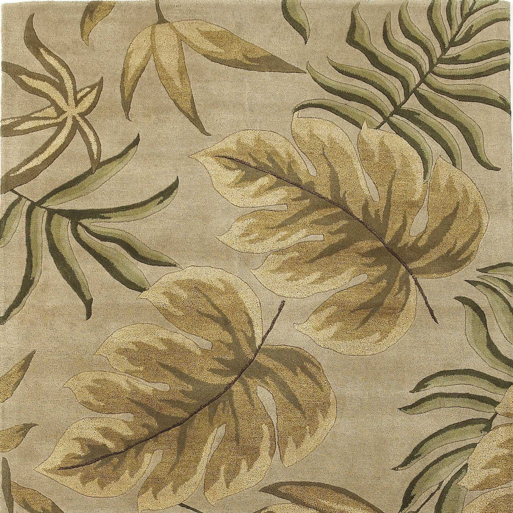 2' X 4' Sand Leaves Wool Area Rug - Homeroots - Flyclothing LLC