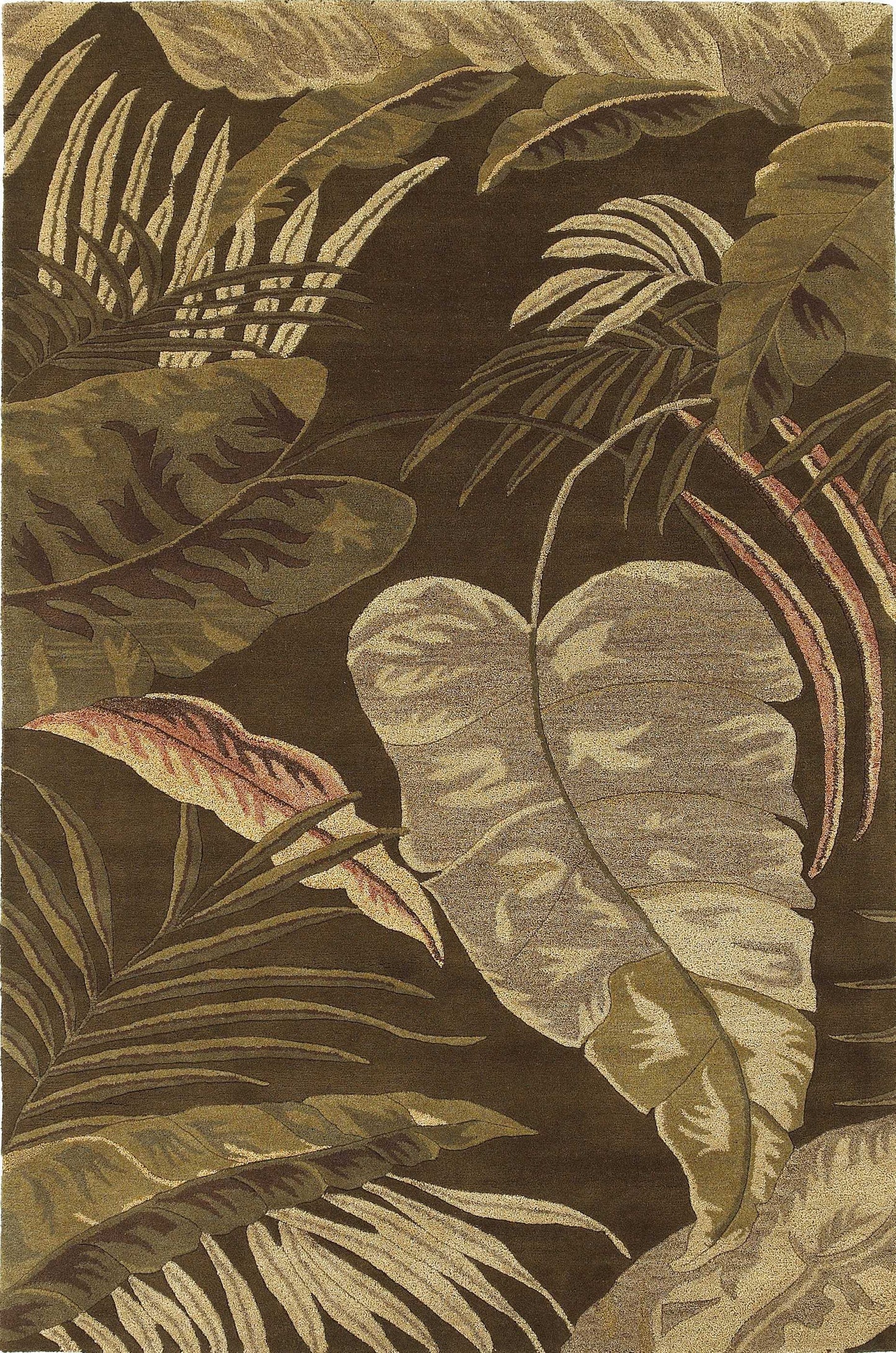 3' X 4' Mocha Brown Hand Tufted Tropical Leaves Indoor Area Rug - Homeroots - Flyclothing LLC