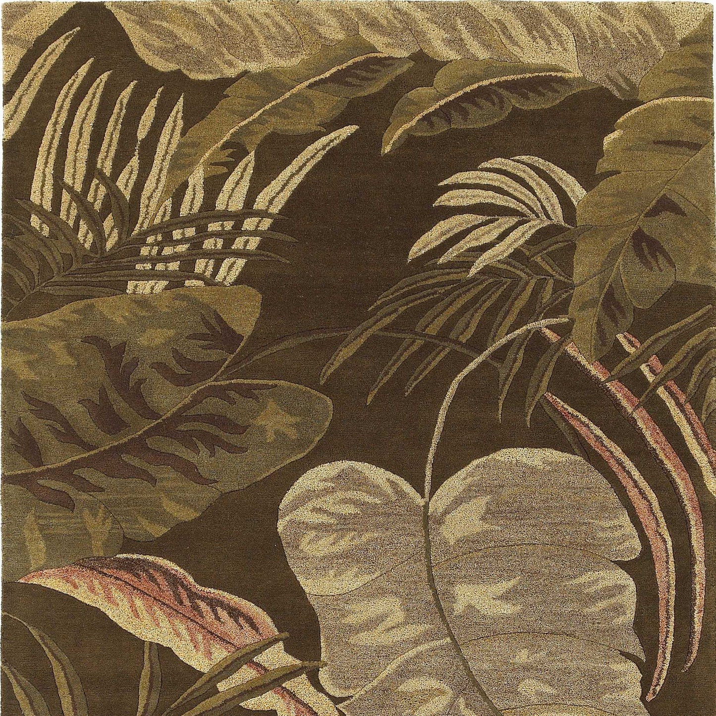 3' X 4' Mocha Brown Hand Tufted Tropical Leaves Indoor Area Rug - Homeroots - Flyclothing LLC