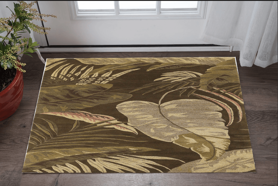 3' X 4' Mocha Brown Hand Tufted Tropical Leaves Indoor Area Rug - Homeroots - Flyclothing LLC