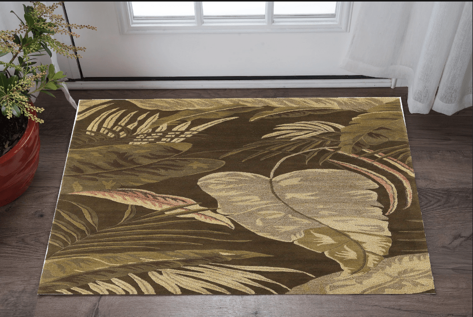 3' X 4' Mocha Brown Hand Tufted Tropical Leaves Indoor Area Rug - Homeroots
