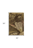 3' X 4' Mocha Brown Hand Tufted Tropical Leaves Indoor Area Rug - Homeroots