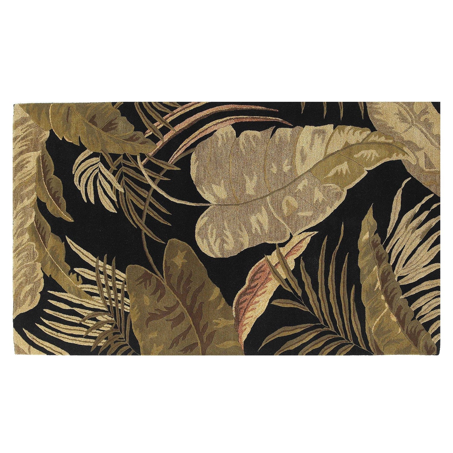 2' X 4' Midnight Leaves Wool Area Rug - Homeroots