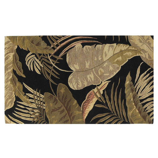 2' X 4' Midnight Leaves Wool Area Rug - Homeroots