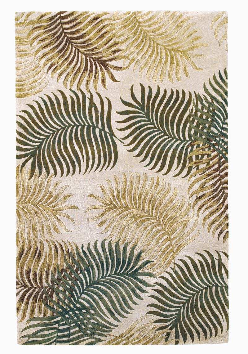 2' X 4' Natural Fern Leaves Wool Area Rug - Homeroots - Flyclothing LLC