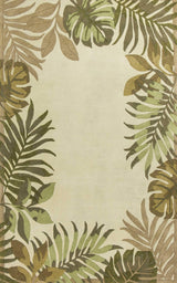2' X 4' Ivory Leaves Bordered Wool Area Rug - Homeroots - Flyclothing LLC