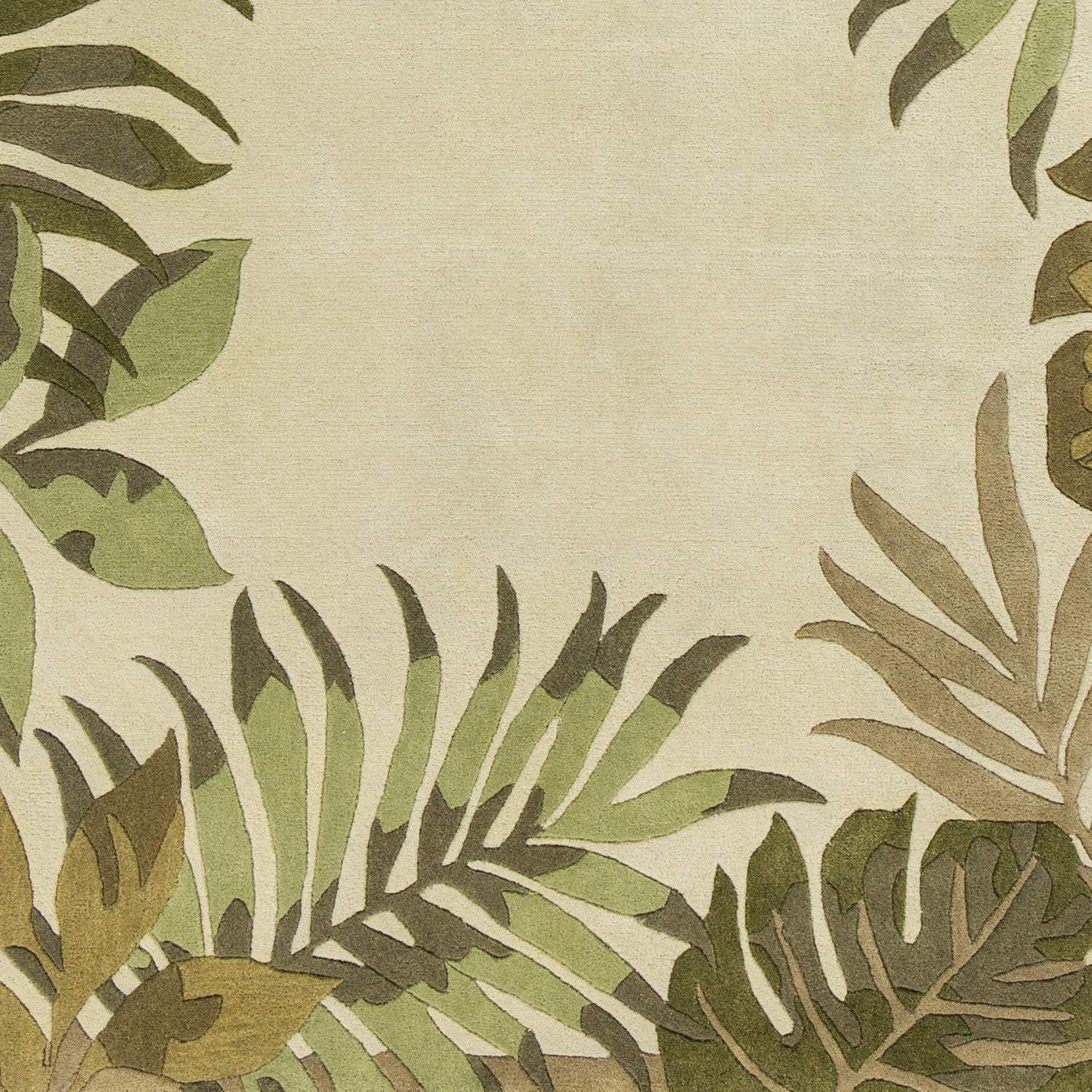 2' X 4' Ivory Leaves Bordered Wool Area Rug - Homeroots - Flyclothing LLC