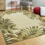 2' X 4' Ivory Leaves Bordered Wool Area Rug - Homeroots - Flyclothing LLC
