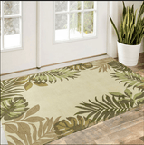 2' X 4' Ivory Leaves Bordered Wool Area Rug - Homeroots