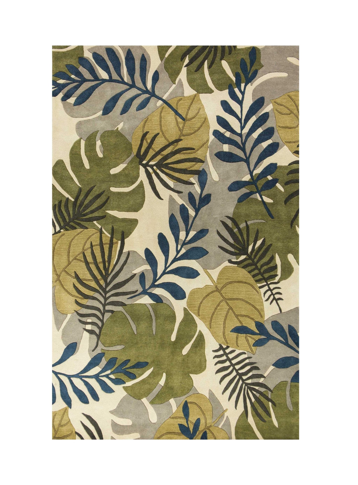3' X 4' Ivory Hand Tufted Oversized Tropical Leaves Indoor Area Rug - Homeroots - Flyclothing LLC