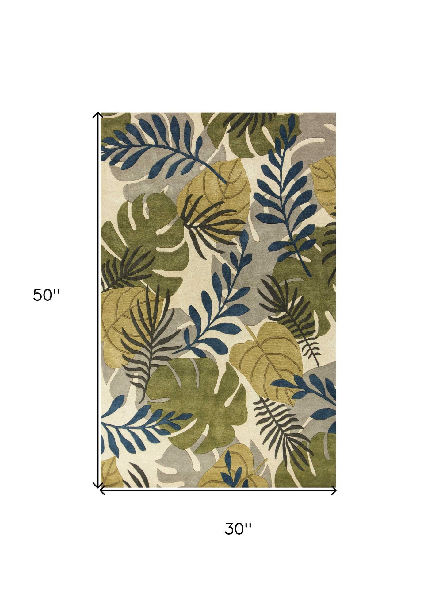 3' X 4' Ivory Hand Tufted Oversized Tropical Leaves Indoor Area Rug - Homeroots - Flyclothing LLC