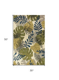 3' X 4' Ivory Hand Tufted Oversized Tropical Leaves Indoor Area Rug - Homeroots
