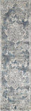 8' Ivory Machine Woven Distressed Diamond Floral Medallion Indoor Runner Rug - Homeroots