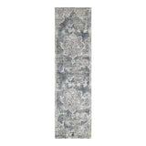 8' Ivory Machine Woven Distressed Diamond Floral Medallion Indoor Runner Rug - Homeroots