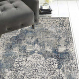 8' Ivory Machine Woven Distressed Diamond Floral Medallion Indoor Runner Rug - Homeroots - Flyclothing LLC
