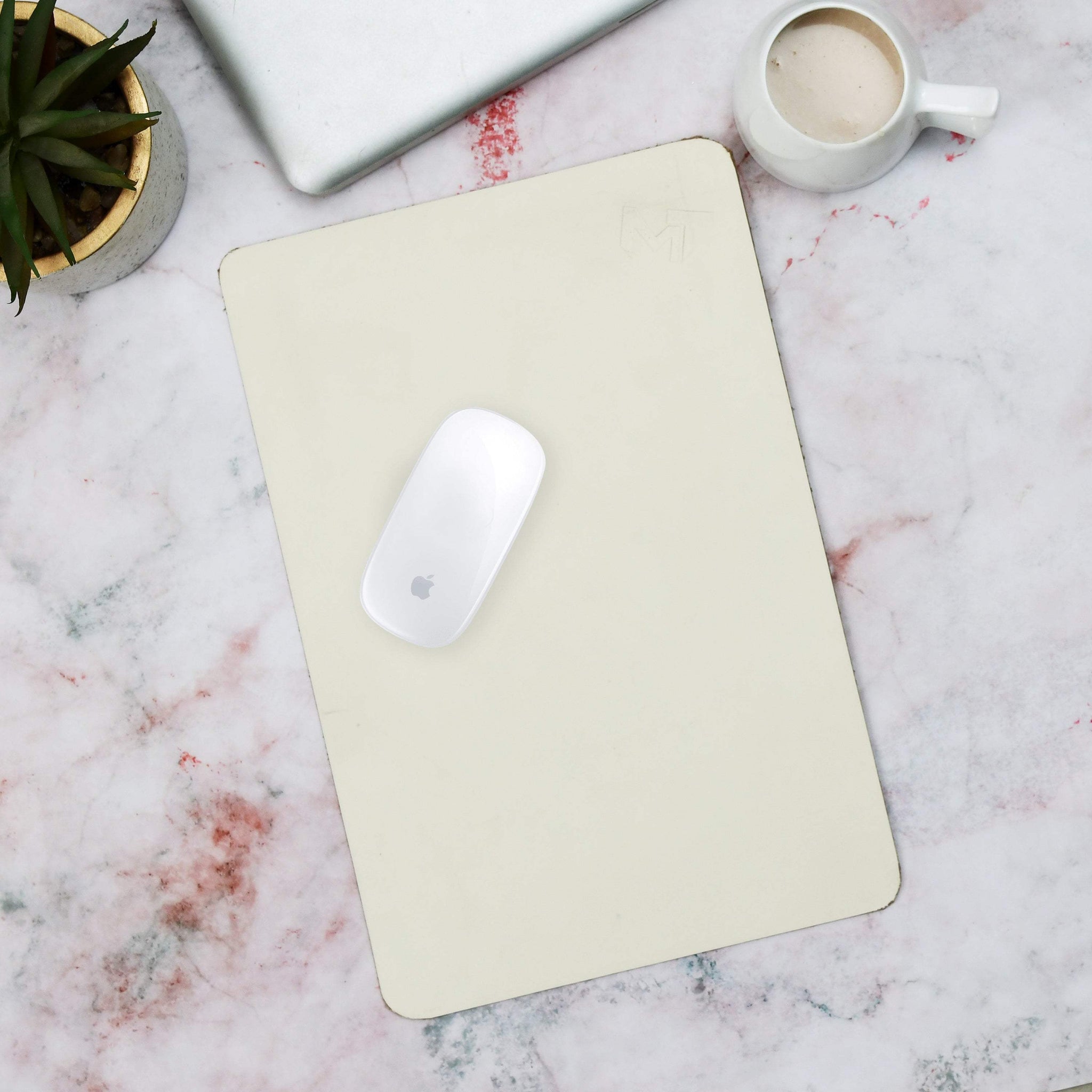 Ivory Elegance Leather Desk Mat + Mouse Pad - Classy Leather Bags - Flyclothing LLC