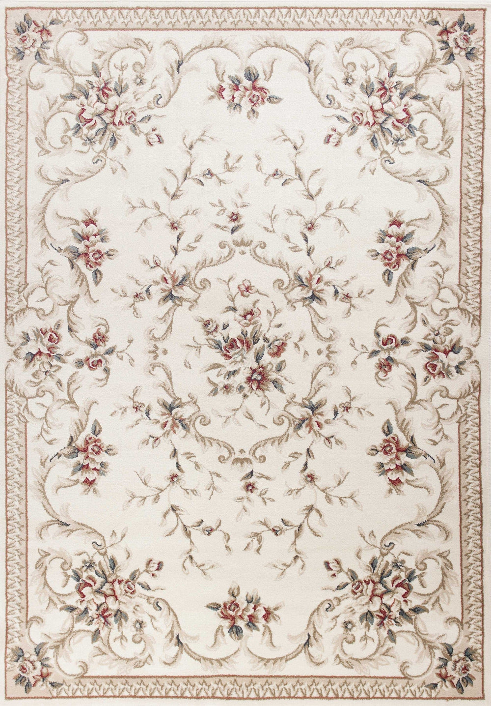5' X 8' Ivory Bordered Floral Indoor Area Rug - Homeroots