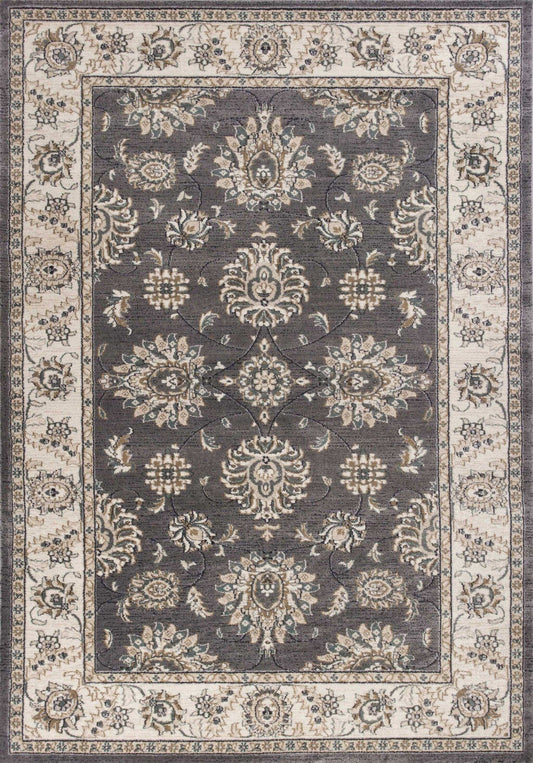 5' X 8' Grey Or Ivory Floral Vines Bordered Area Rug - Homeroots - Flyclothing LLC