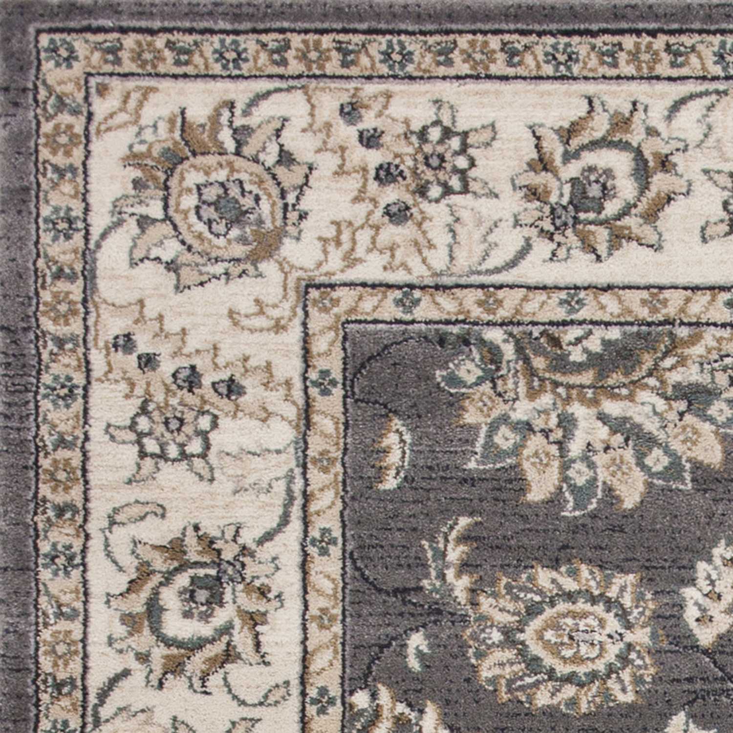 5' X 8' Grey Or Ivory Floral Vines Bordered Area Rug - Homeroots - Flyclothing LLC