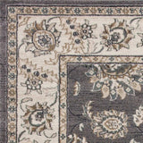 5' X 8' Grey Or Ivory Floral Vines Bordered Area Rug - Homeroots - Flyclothing LLC