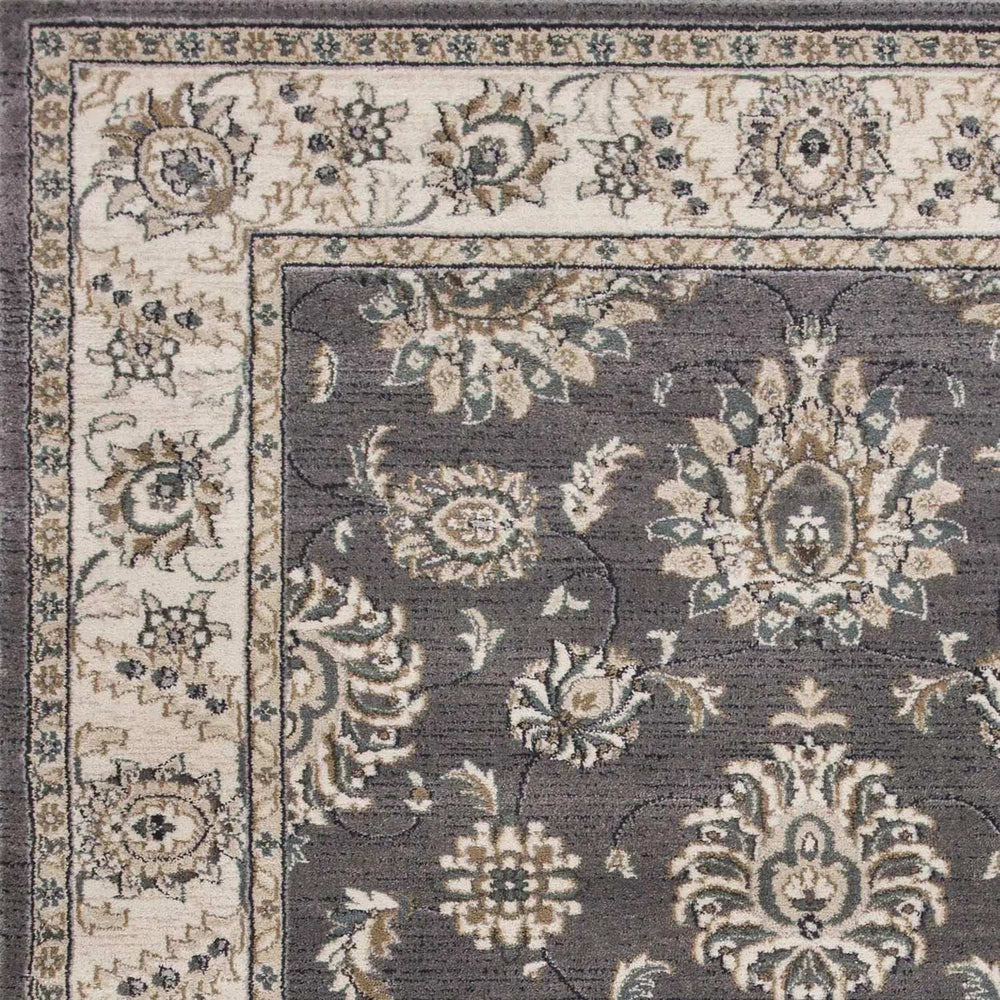 5' X 8' Grey Or Ivory Floral Vines Bordered Area Rug - Homeroots - Flyclothing LLC