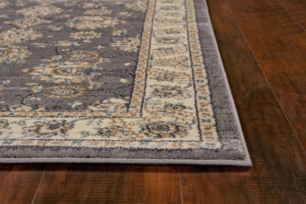 5' X 8' Grey Or Ivory Floral Vines Bordered Area Rug - Homeroots - Flyclothing LLC