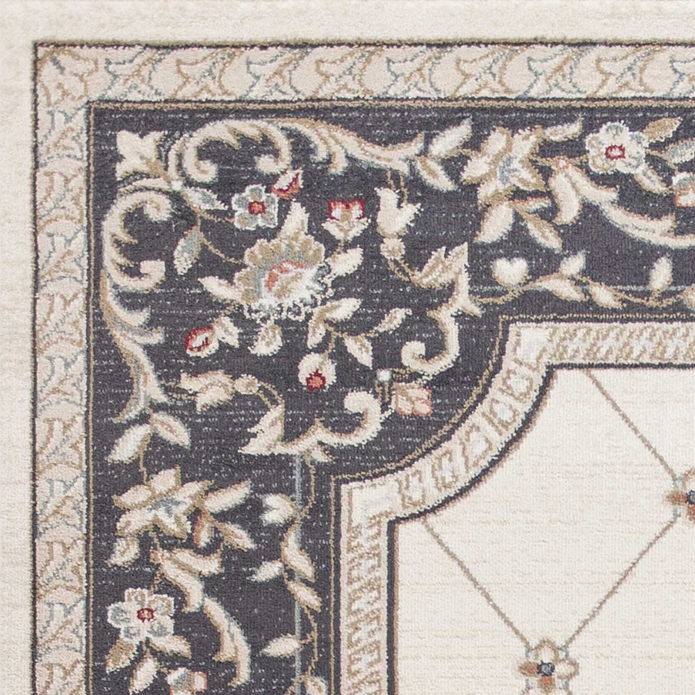 5' X 8' Ivory Or Grey Diamond Bordered Area Rug - Homeroots - Flyclothing LLC