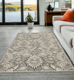 5' X 8' Grey Medallion Uv Treated Area Rug - Homeroots